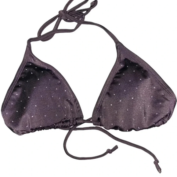Apostrophe Charcoal Rhinestone Embellished Bikini Top - Picture 1 of 4